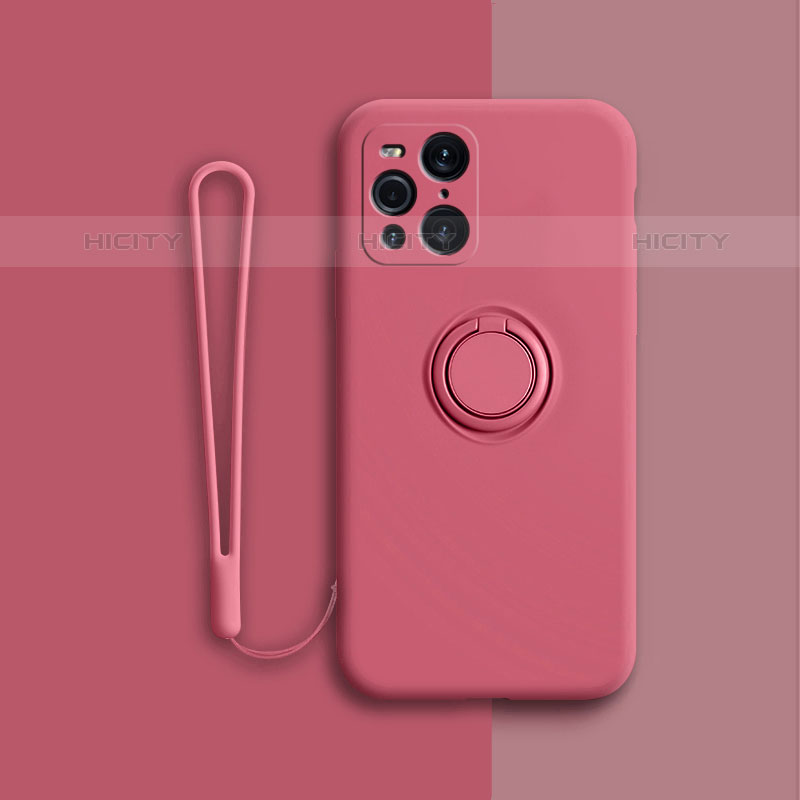 Coque Ultra Fine Silicone Souple Housse Etui avec Support Bague Anneau Aimante Magnetique pour Oppo Find X3 Pro 5G Plus