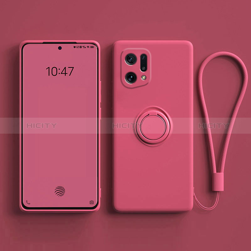 Coque Ultra Fine Silicone Souple Housse Etui avec Support Bague Anneau Aimante Magnetique pour Oppo Find X5 5G Plus