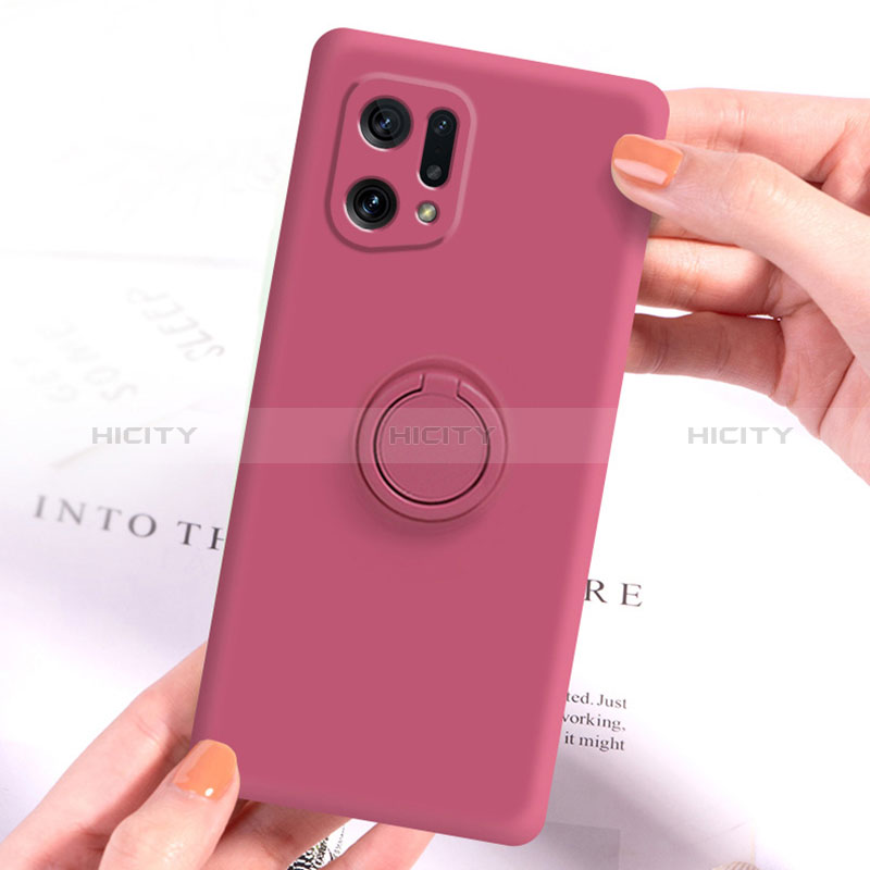 Coque Ultra Fine Silicone Souple Housse Etui avec Support Bague Anneau Aimante Magnetique pour Oppo Find X5 5G Plus