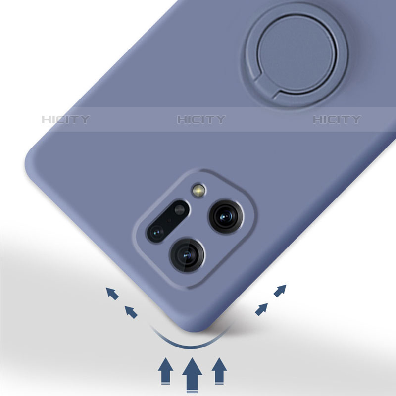 Coque Ultra Fine Silicone Souple Housse Etui avec Support Bague Anneau Aimante Magnetique pour Oppo Find X5 Pro 5G Plus