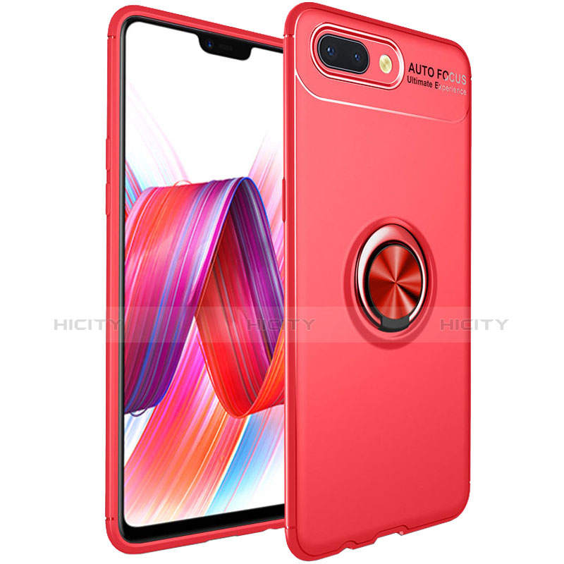 Coque Ultra Fine Silicone Souple Housse Etui avec Support Bague Anneau Aimante Magnetique pour Oppo K1 Rouge Plus