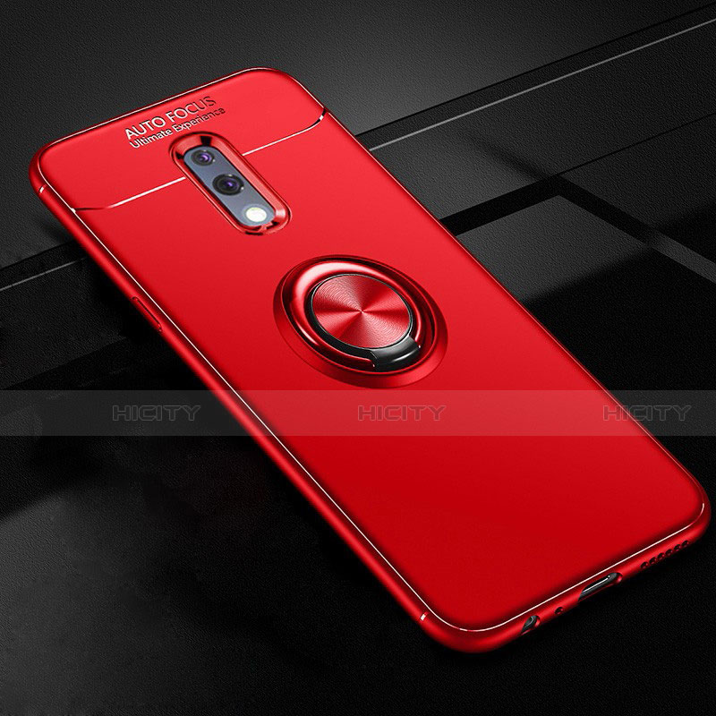 Coque Ultra Fine Silicone Souple Housse Etui avec Support Bague Anneau Aimante Magnetique pour Oppo Realme X Rouge Plus