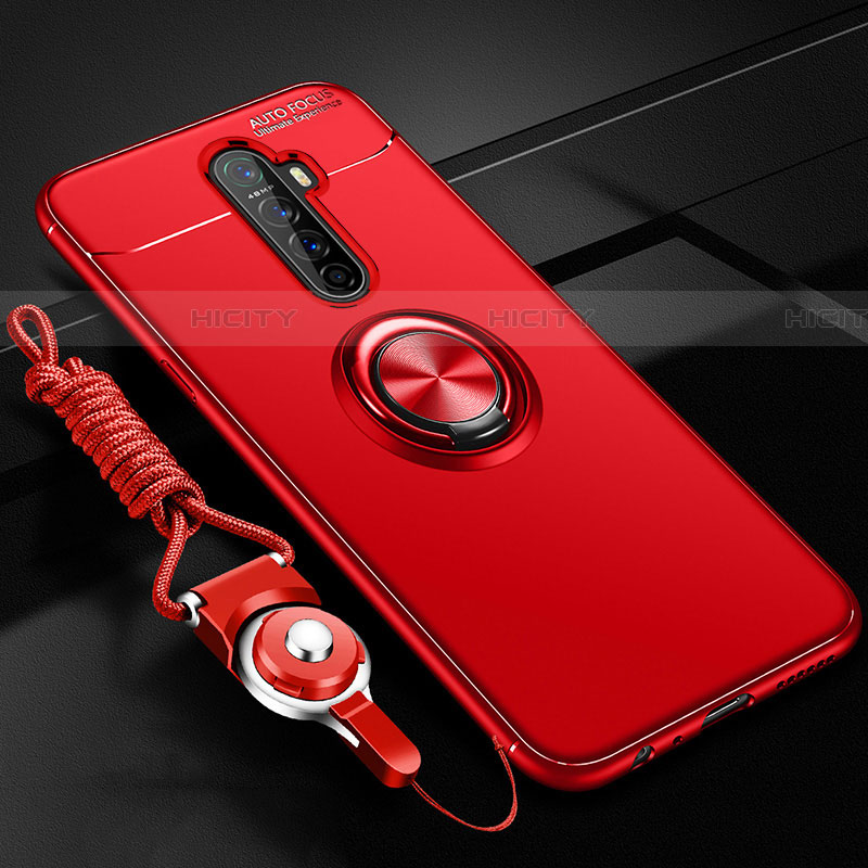 Coque Ultra Fine Silicone Souple Housse Etui avec Support Bague Anneau Aimante Magnetique pour Oppo Reno Ace Rouge Plus