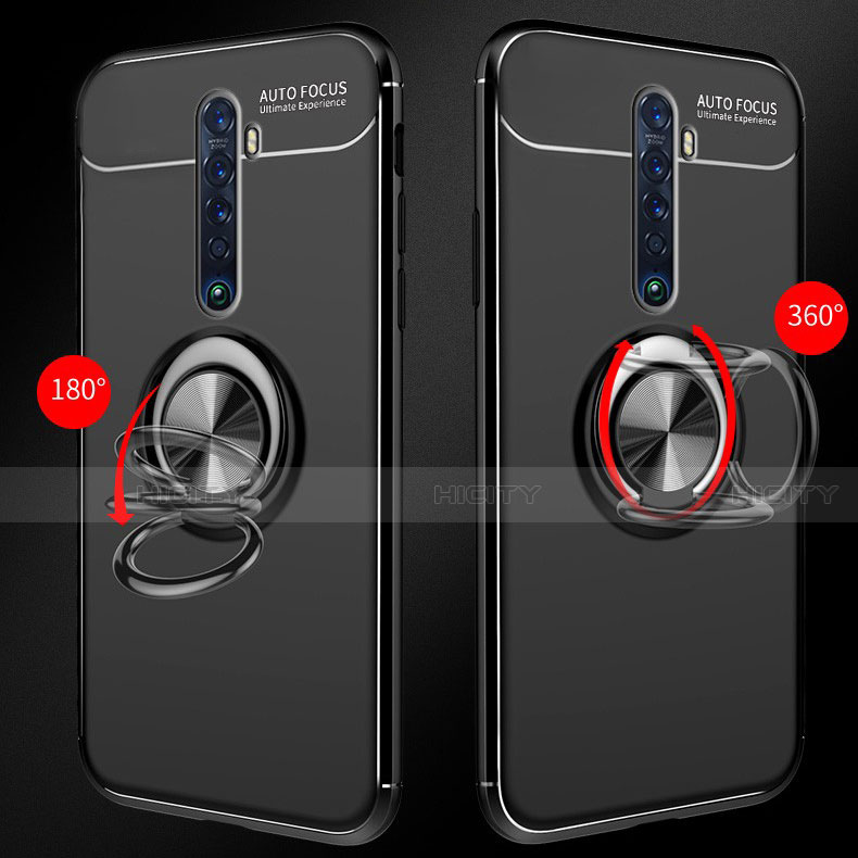 Coque Ultra Fine Silicone Souple Housse Etui avec Support Bague Anneau Aimante Magnetique pour Oppo Reno2 Plus