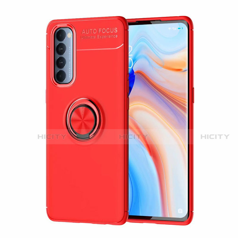 Coque Ultra Fine Silicone Souple Housse Etui avec Support Bague Anneau Aimante Magnetique pour Oppo Reno4 Pro 4G Plus