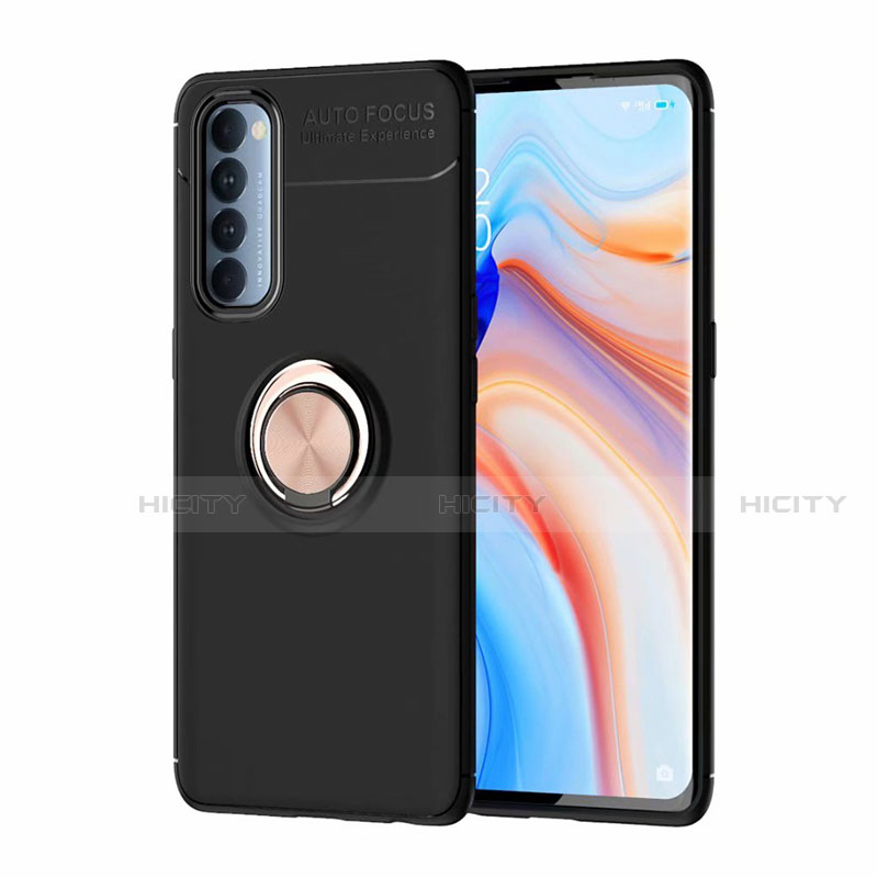 Coque Ultra Fine Silicone Souple Housse Etui avec Support Bague Anneau Aimante Magnetique pour Oppo Reno4 Pro 4G Plus