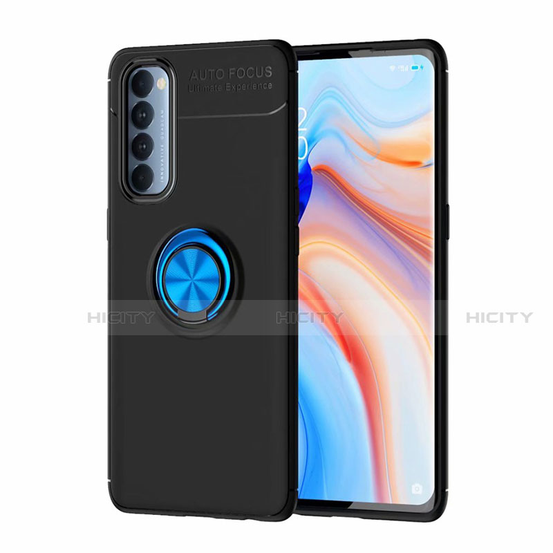 Coque Ultra Fine Silicone Souple Housse Etui avec Support Bague Anneau Aimante Magnetique pour Oppo Reno4 Pro 4G Plus