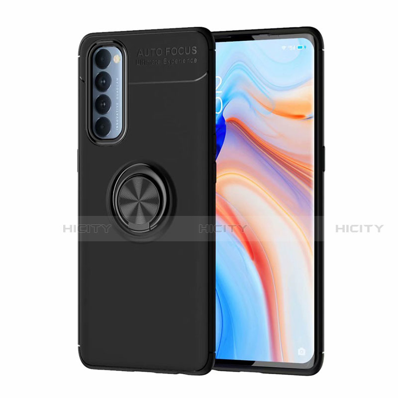 Coque Ultra Fine Silicone Souple Housse Etui avec Support Bague Anneau Aimante Magnetique pour Oppo Reno4 Pro 4G Plus