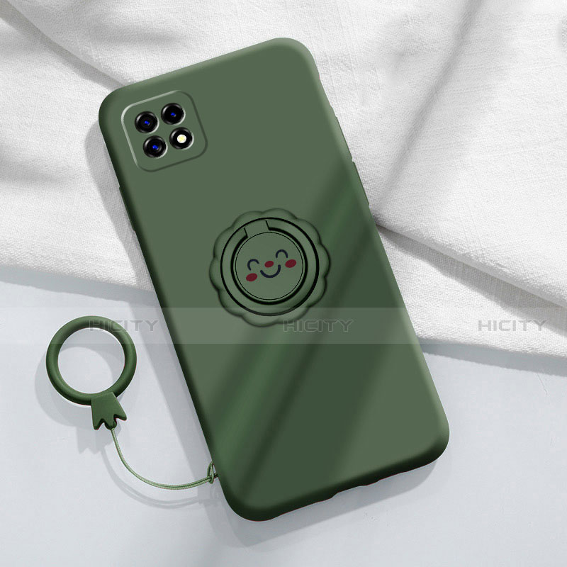 Coque Ultra Fine Silicone Souple Housse Etui avec Support Bague Anneau Aimante Magnetique pour Oppo Reno4 SE 5G Vert Nuit Plus