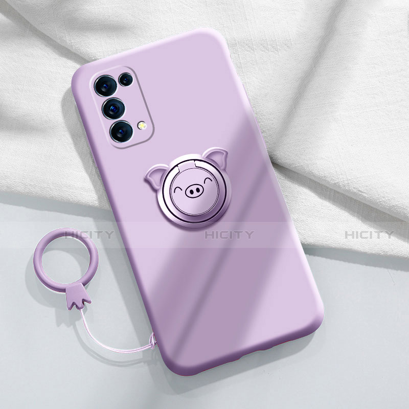 Coque Ultra Fine Silicone Souple Housse Etui avec Support Bague Anneau Aimante Magnetique pour Oppo Reno5 Pro 5G Plus