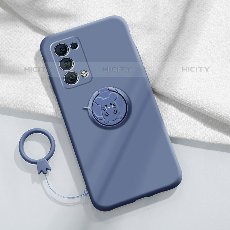 Coque Ultra Fine Silicone Souple Housse Etui avec Support Bague Anneau Aimante Magnetique pour Oppo Reno6 Pro 5G Plus