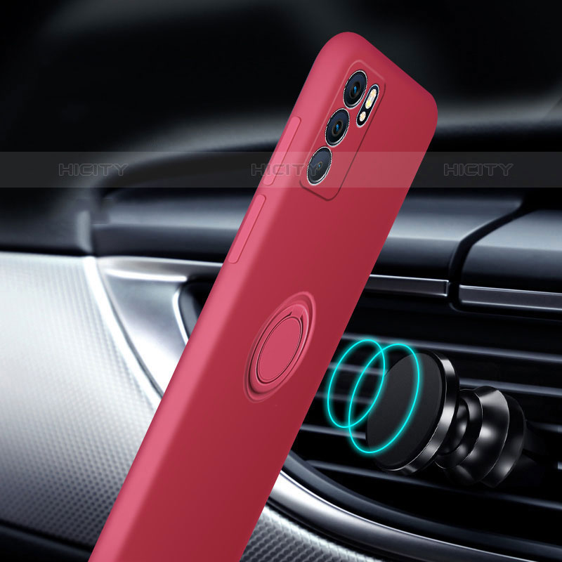 Coque Ultra Fine Silicone Souple Housse Etui avec Support Bague Anneau Aimante Magnetique pour Oppo Reno6 Pro 5G Plus