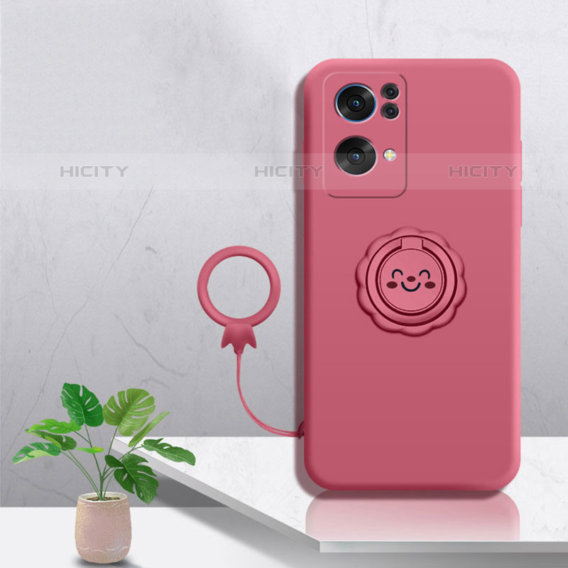 Coque Ultra Fine Silicone Souple Housse Etui avec Support Bague Anneau Aimante Magnetique pour Oppo Reno7 Pro 5G Plus