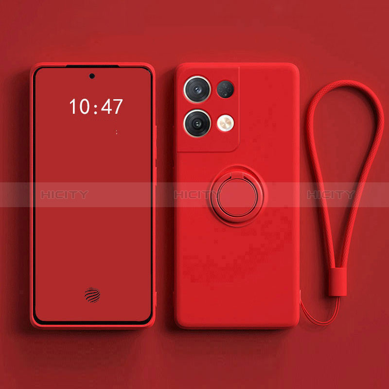 Coque Ultra Fine Silicone Souple Housse Etui avec Support Bague Anneau Aimante Magnetique pour Oppo Reno9 Pro+ Plus 5G Rouge Plus