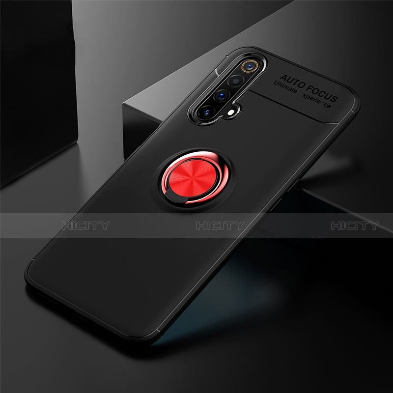 Coque Ultra Fine Silicone Souple Housse Etui avec Support Bague Anneau Aimante Magnetique pour Realme X3 Rouge et Noir Plus