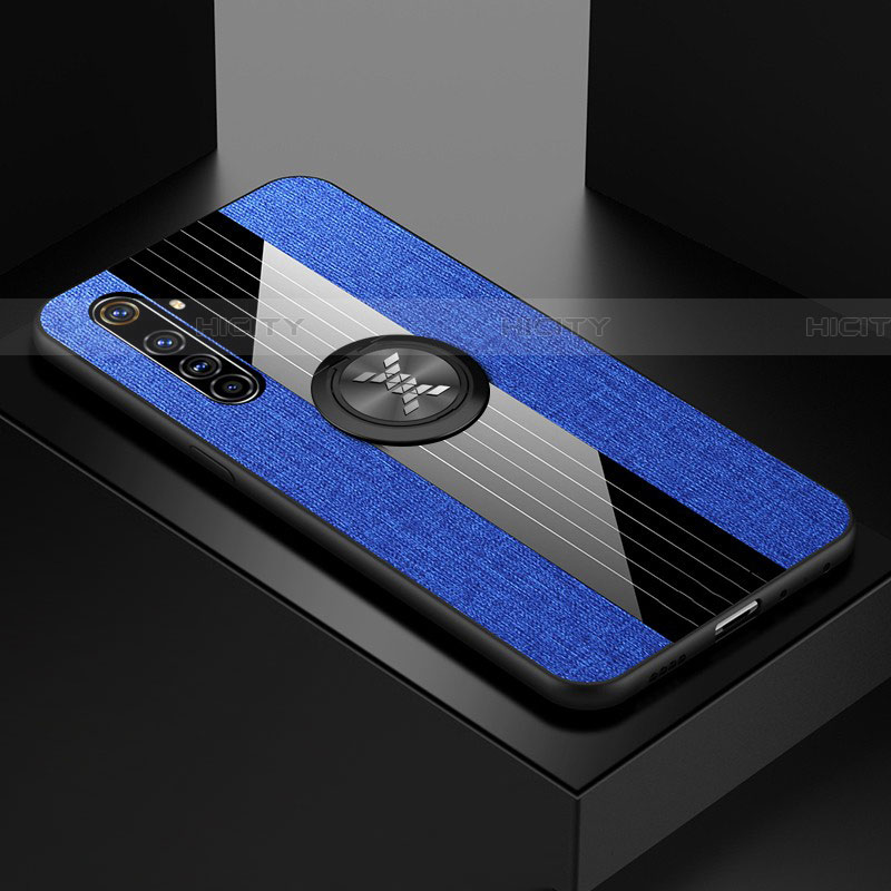 Coque Ultra Fine Silicone Souple Housse Etui avec Support Bague Anneau Aimante Magnetique pour Realme X50 Pro 5G Bleu Plus