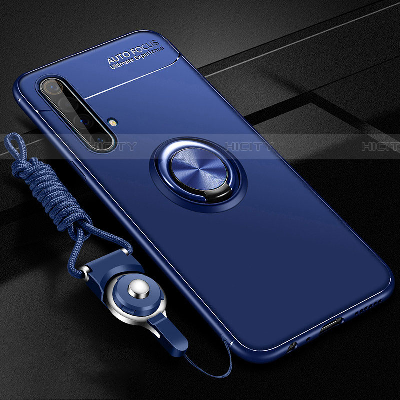 Coque Ultra Fine Silicone Souple Housse Etui avec Support Bague Anneau Aimante Magnetique pour Realme X50t 5G Bleu Plus