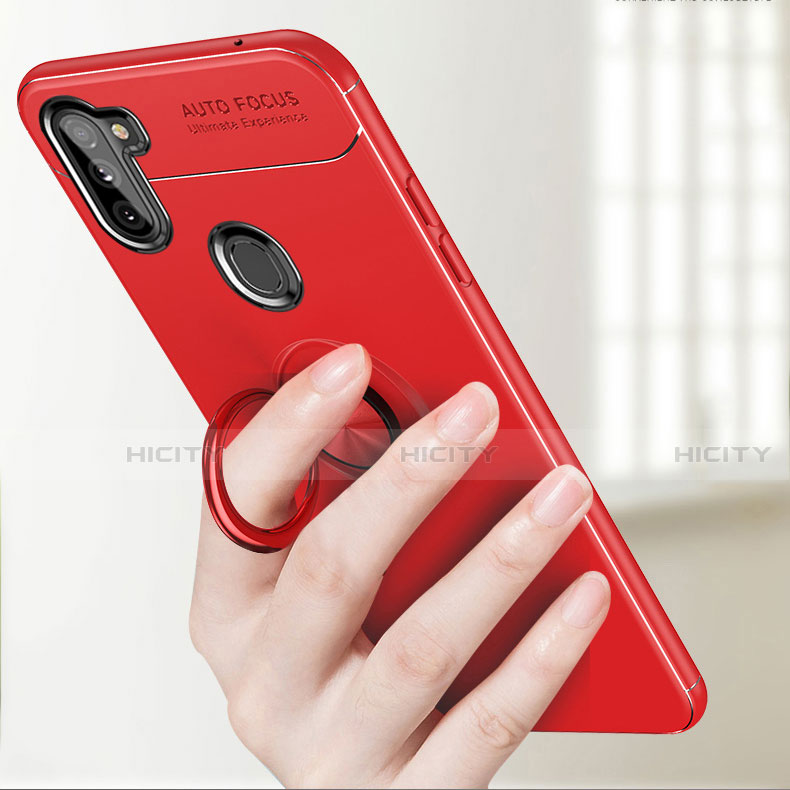 Coque Ultra Fine Silicone Souple Housse Etui avec Support Bague Anneau Aimante Magnetique pour Samsung Galaxy A11 Plus