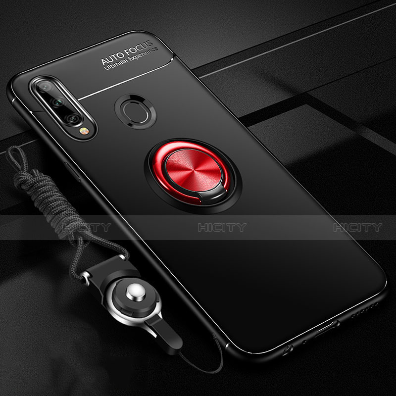 Coque Ultra Fine Silicone Souple Housse Etui avec Support Bague Anneau Aimante Magnetique pour Samsung Galaxy A20s Rouge et Noir Plus