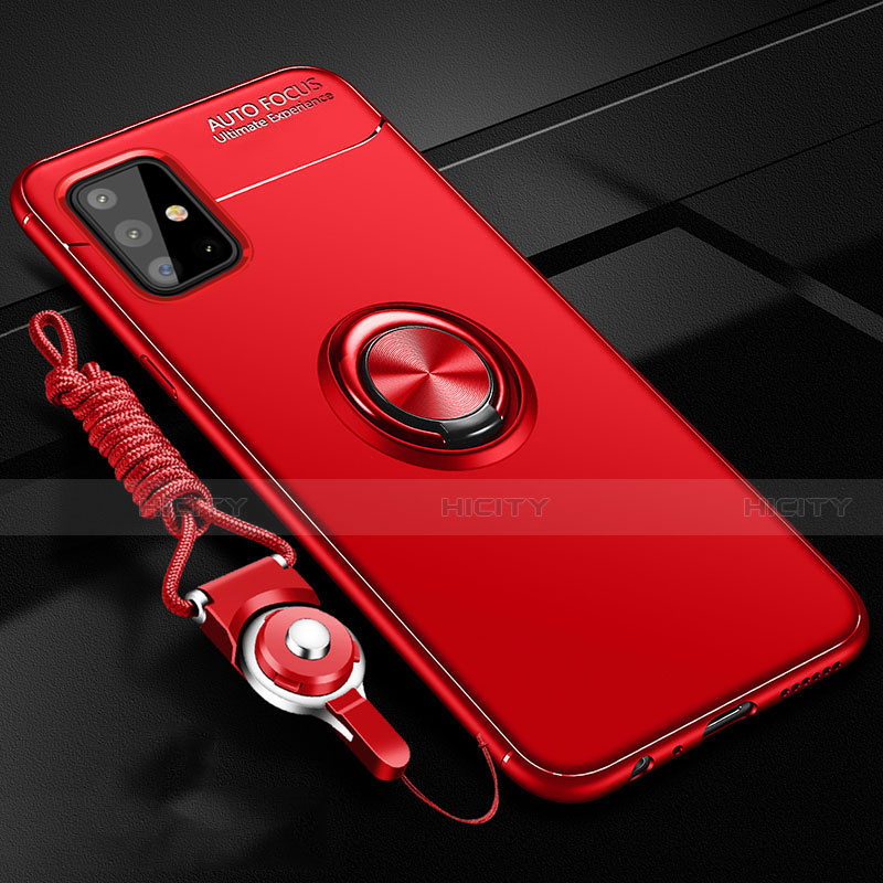 Coque Ultra Fine Silicone Souple Housse Etui avec Support Bague Anneau Aimante Magnetique pour Samsung Galaxy A51 4G Rouge Plus