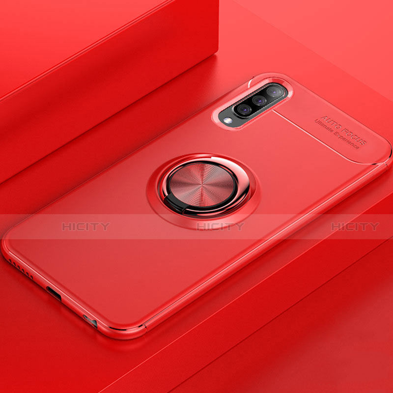 Coque Ultra Fine Silicone Souple Housse Etui avec Support Bague Anneau Aimante Magnetique pour Samsung Galaxy A70 Rouge Plus