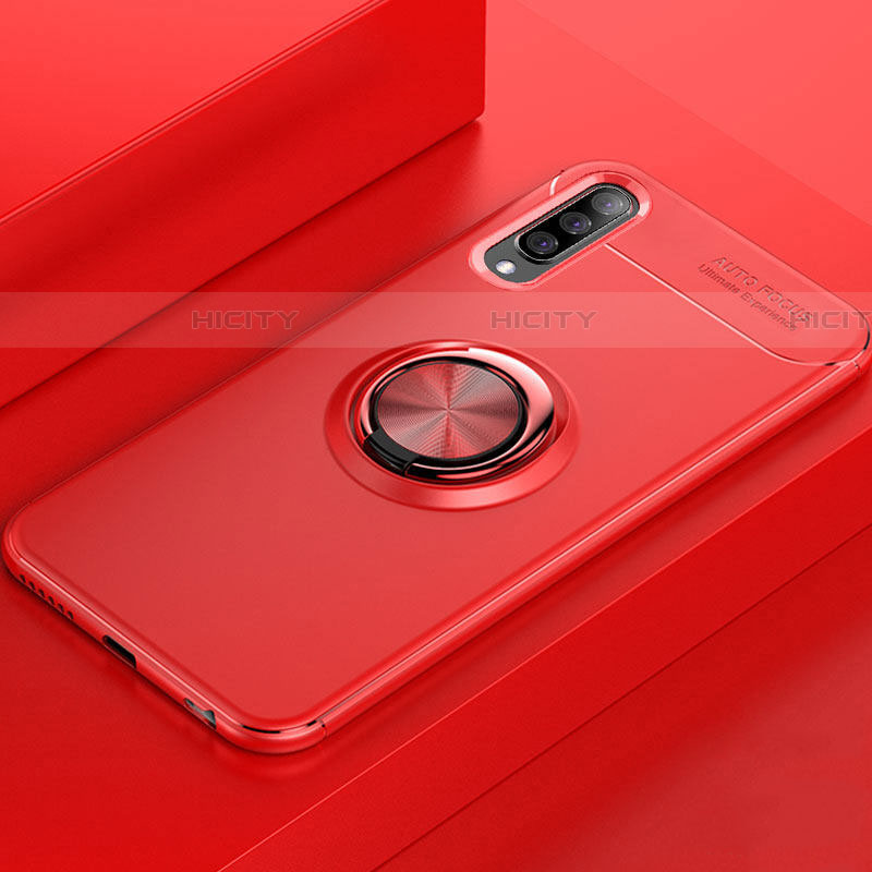 Coque Ultra Fine Silicone Souple Housse Etui avec Support Bague Anneau Aimante Magnetique pour Samsung Galaxy A70S Rouge Plus