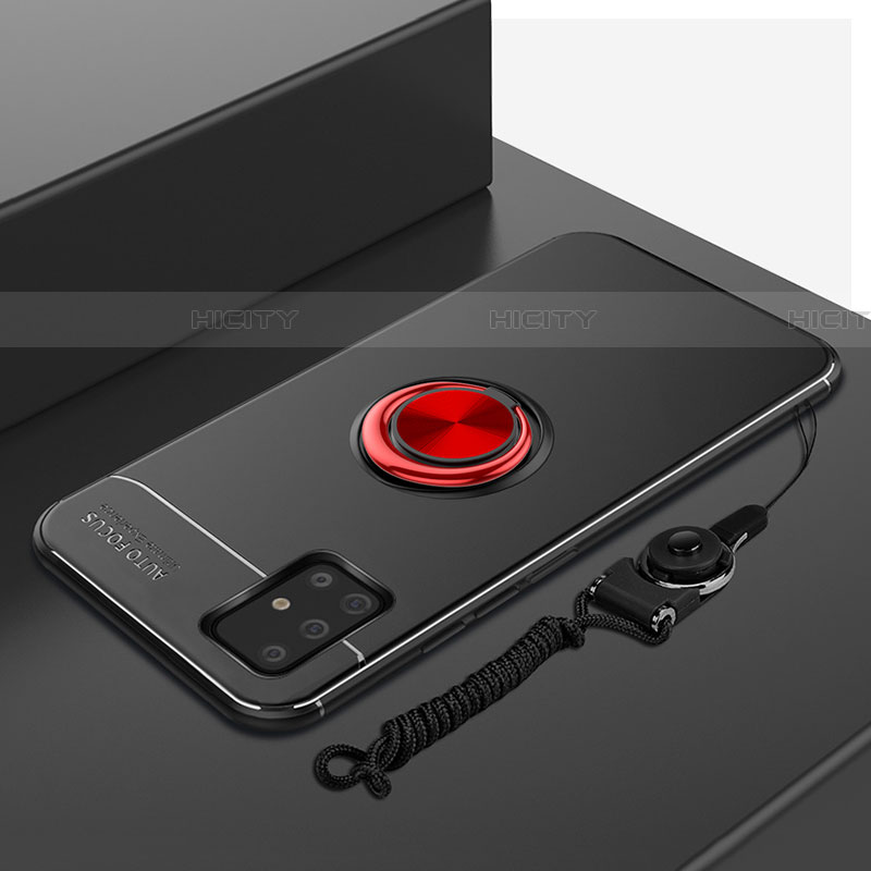 Coque Ultra Fine Silicone Souple Housse Etui avec Support Bague Anneau Aimante Magnetique pour Samsung Galaxy A71 5G Rouge et Noir Plus