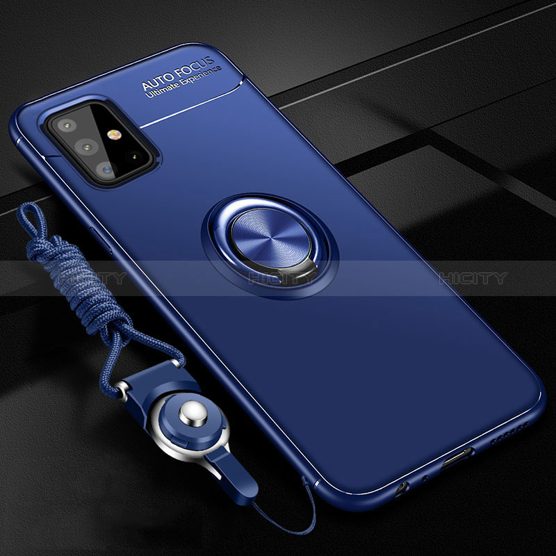 Coque Ultra Fine Silicone Souple Housse Etui avec Support Bague Anneau Aimante Magnetique pour Samsung Galaxy M40S Bleu Plus