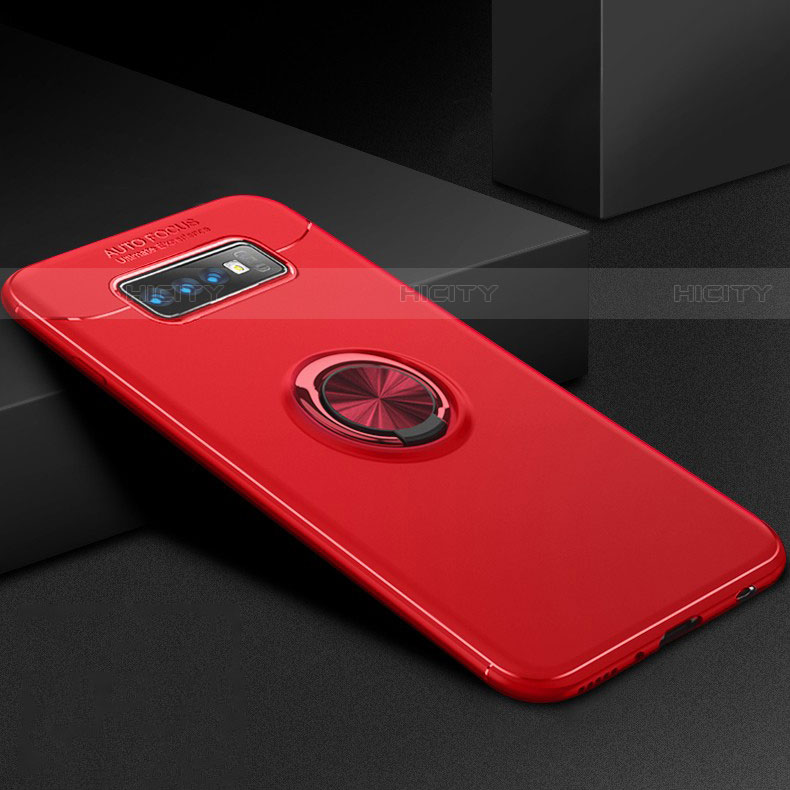 Coque Ultra Fine Silicone Souple Housse Etui avec Support Bague Anneau Aimante Magnetique pour Samsung Galaxy S10 5G Rouge Plus