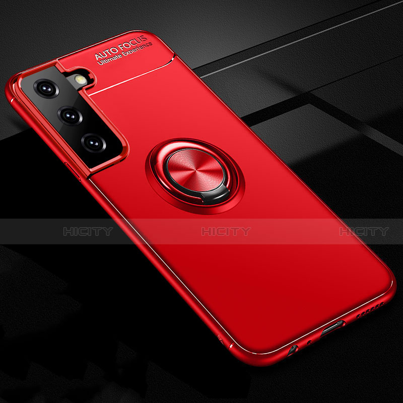 Coque Ultra Fine Silicone Souple Housse Etui avec Support Bague Anneau Aimante Magnetique pour Samsung Galaxy S21 Plus 5G Rouge Plus