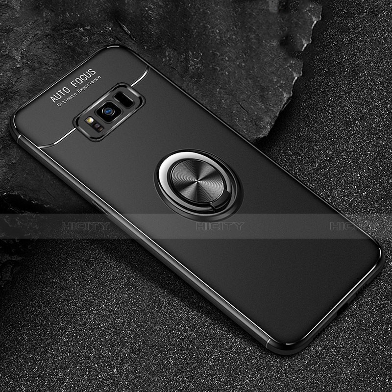 Coque Ultra Fine Silicone Souple Housse Etui avec Support Bague Anneau Aimante Magnetique pour Samsung Galaxy S8 Noir Plus