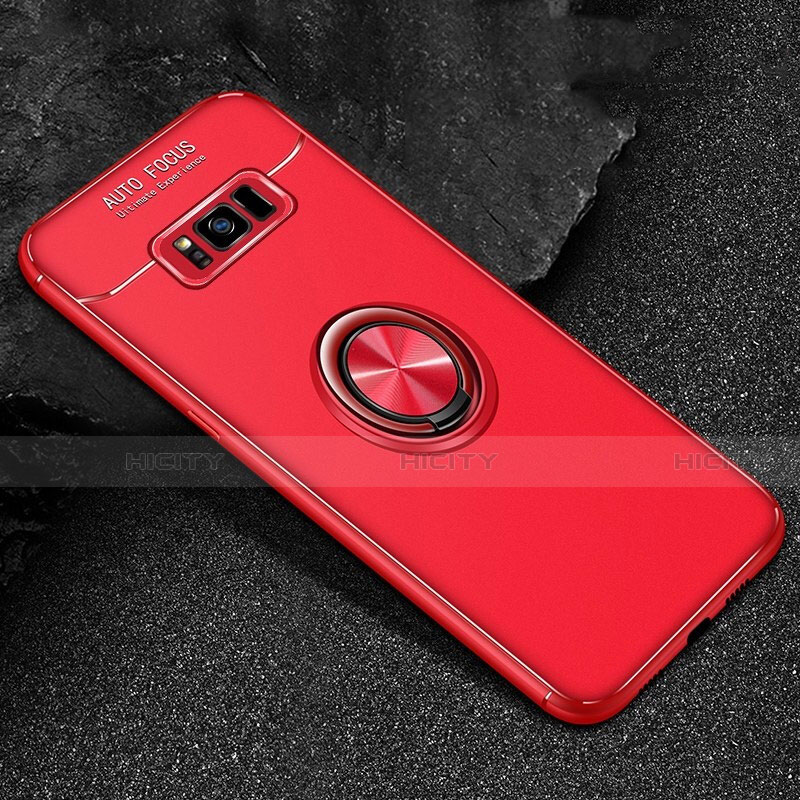 Coque Ultra Fine Silicone Souple Housse Etui avec Support Bague Anneau Aimante Magnetique pour Samsung Galaxy S8 Rouge Plus