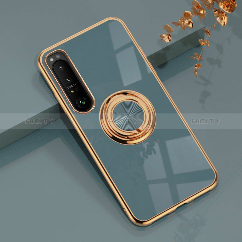 Coque Ultra Fine Silicone Souple Housse Etui avec Support Bague Anneau Aimante Magnetique pour Sony Xperia 1 III Plus