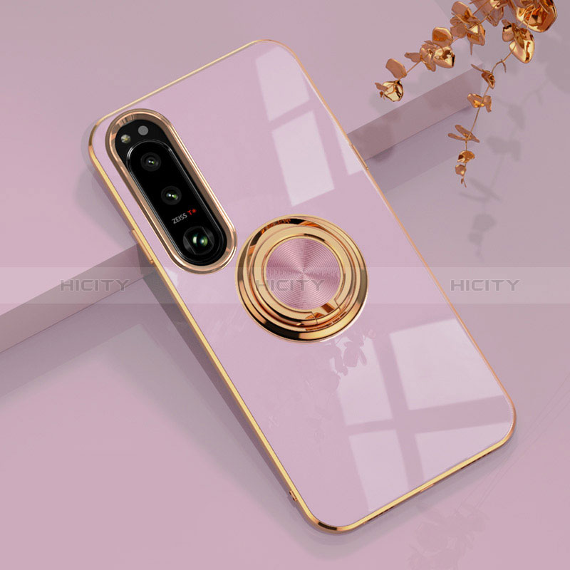 Coque Ultra Fine Silicone Souple Housse Etui avec Support Bague Anneau Aimante Magnetique pour Sony Xperia 1 IV Plus