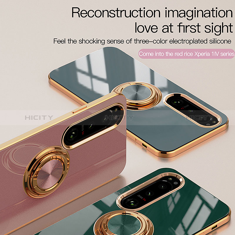 Coque Ultra Fine Silicone Souple Housse Etui avec Support Bague Anneau Aimante Magnetique pour Sony Xperia 1 IV SO-51C Plus