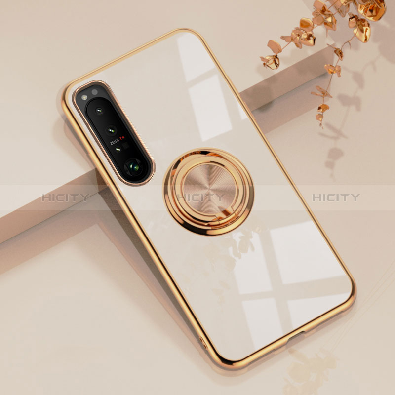 Coque Ultra Fine Silicone Souple Housse Etui avec Support Bague Anneau Aimante Magnetique pour Sony Xperia 10 III Blanc Plus