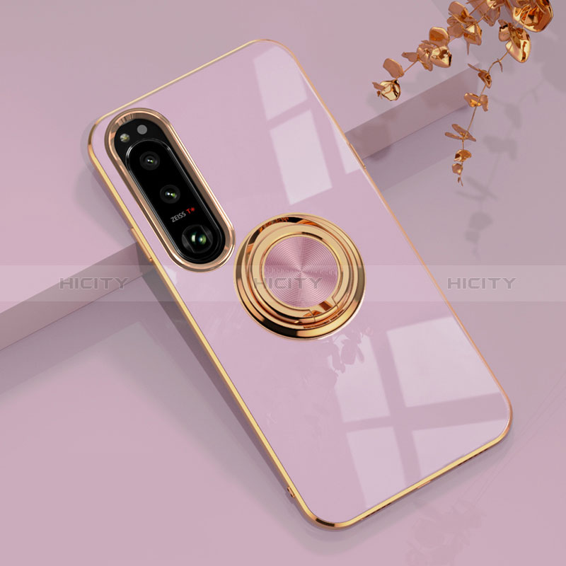 Coque Ultra Fine Silicone Souple Housse Etui avec Support Bague Anneau Aimante Magnetique pour Sony Xperia 10 IV SO-52C Violet Clair Plus