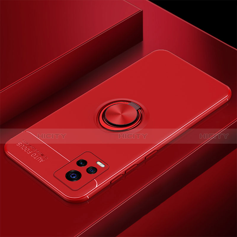 Coque Ultra Fine Silicone Souple Housse Etui avec Support Bague Anneau Aimante Magnetique pour Vivo V20 Pro 5G Rouge Plus