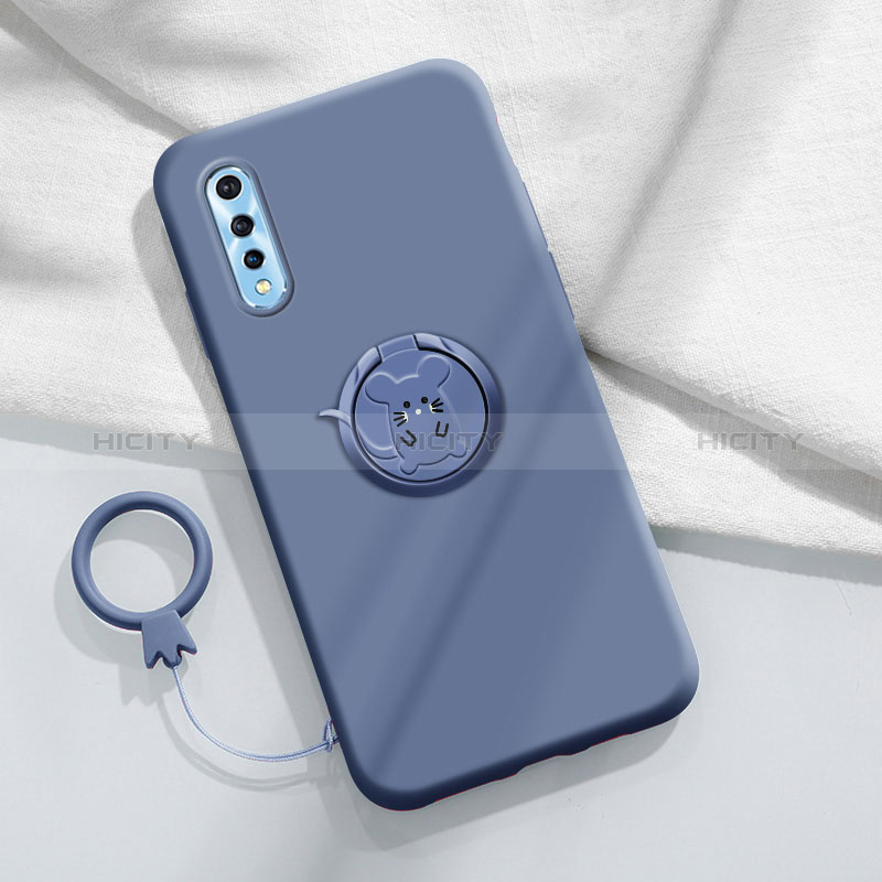 Coque Ultra Fine Silicone Souple Housse Etui avec Support Bague Anneau Aimante Magnetique pour Vivo Y7s Plus