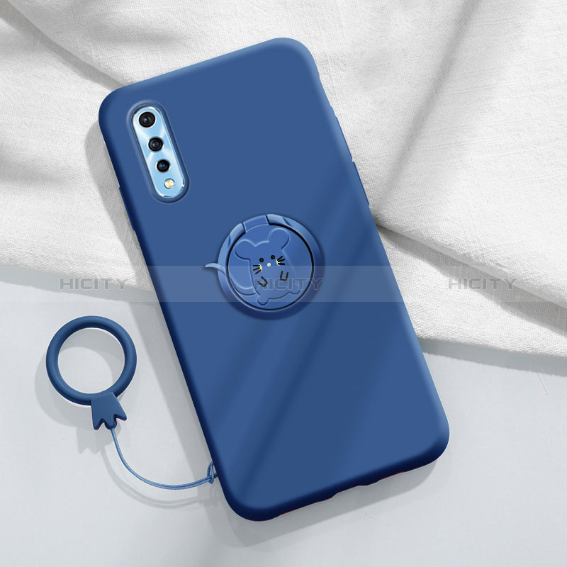 Coque Ultra Fine Silicone Souple Housse Etui avec Support Bague Anneau Aimante Magnetique pour Vivo Y7s Plus