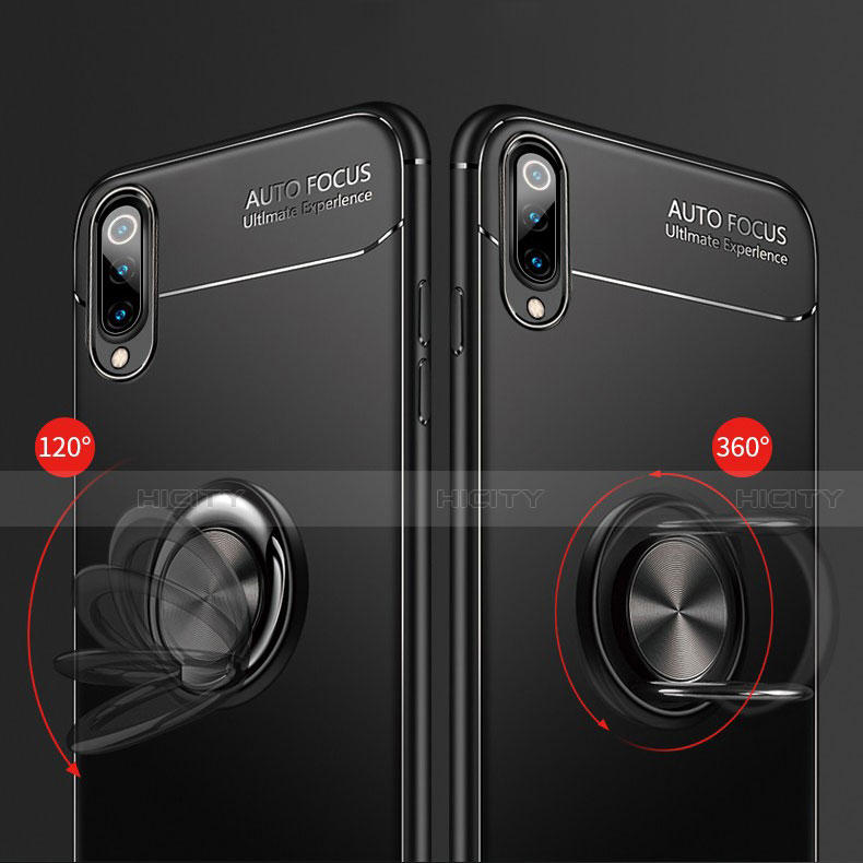 Coque Ultra Fine Silicone Souple Housse Etui avec Support Bague Anneau Aimante Magnetique pour Xiaomi CC9e Plus