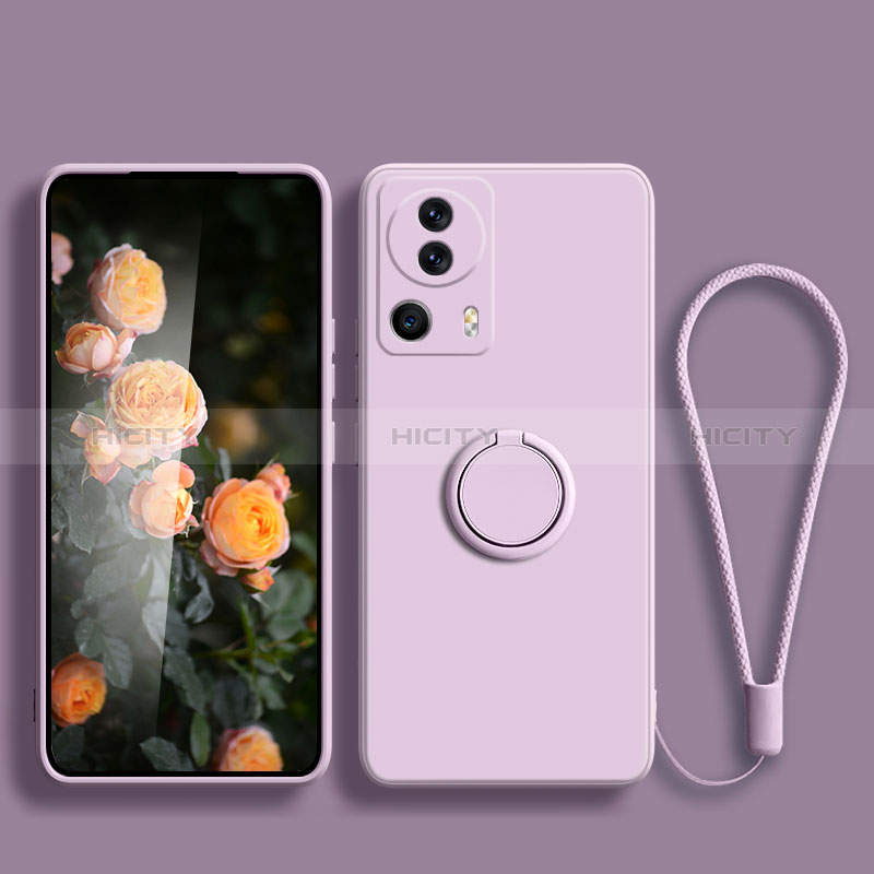 Coque Ultra Fine Silicone Souple Housse Etui avec Support Bague Anneau Aimante Magnetique pour Xiaomi Civi 2 5G Violet Clair Plus