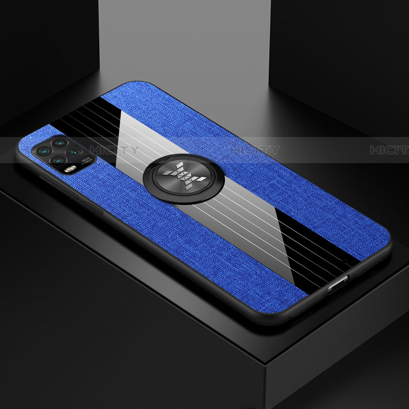 Coque Ultra Fine Silicone Souple Housse Etui avec Support Bague Anneau Aimante Magnetique pour Xiaomi Mi 10 Lite Bleu Plus