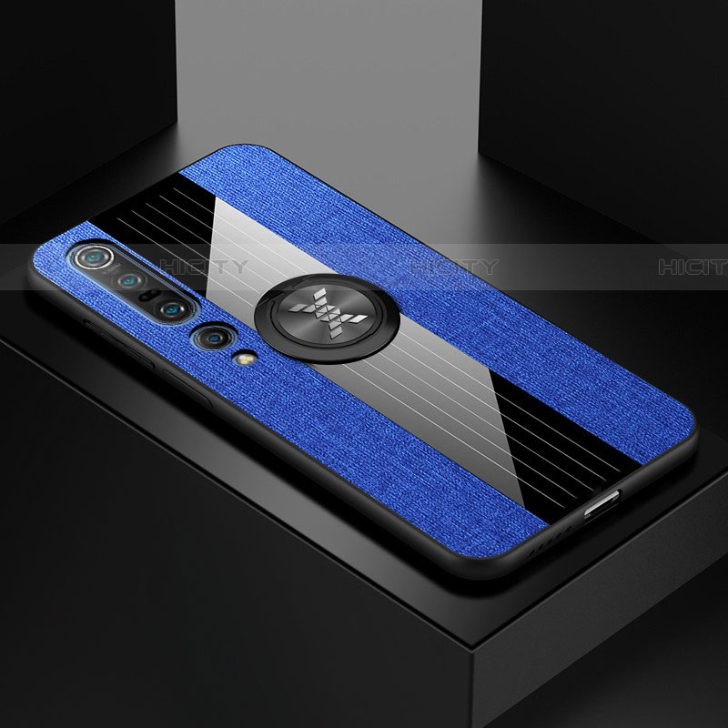 Coque Ultra Fine Silicone Souple Housse Etui avec Support Bague Anneau Aimante Magnetique pour Xiaomi Mi 10 Pro Bleu Plus