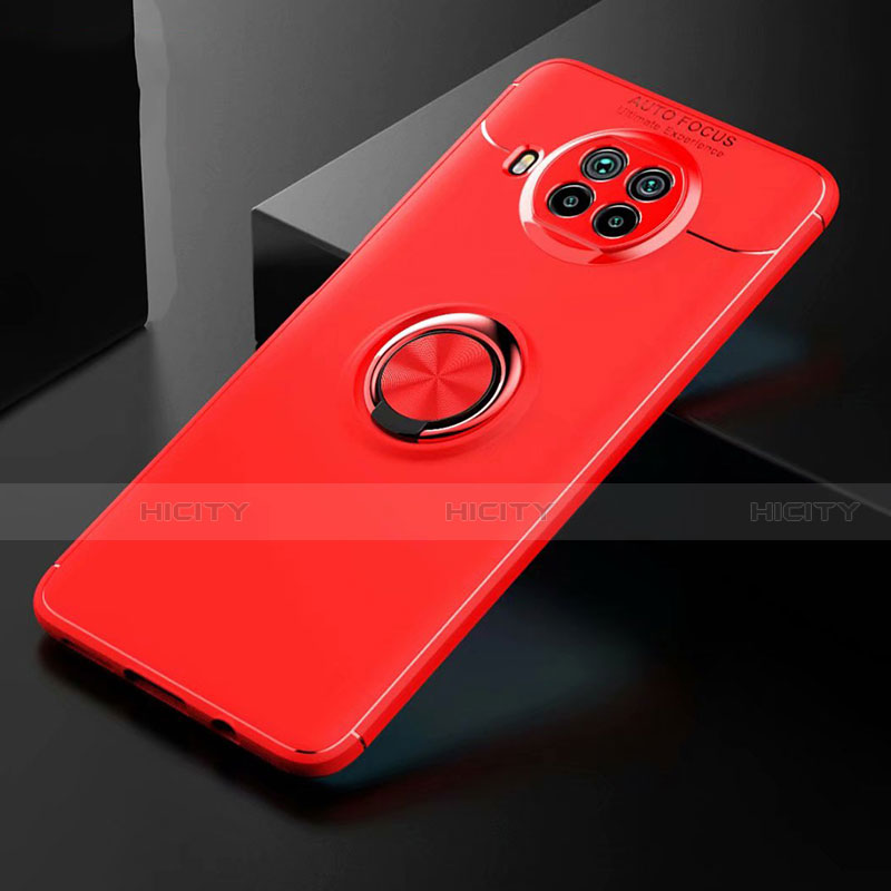 Coque Ultra Fine Silicone Souple Housse Etui avec Support Bague Anneau Aimante Magnetique pour Xiaomi Mi 10i 5G Rouge Plus