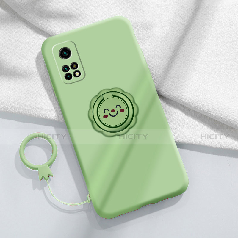 Coque Ultra Fine Silicone Souple Housse Etui avec Support Bague Anneau Aimante Magnetique pour Xiaomi Mi 10T 5G Pastel Vert Plus