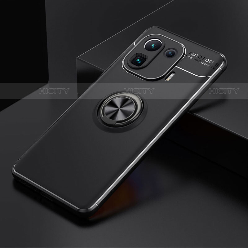 Coque Ultra Fine Silicone Souple Housse Etui avec Support Bague Anneau Aimante Magnetique pour Xiaomi Mi 11 Pro 5G Noir Plus