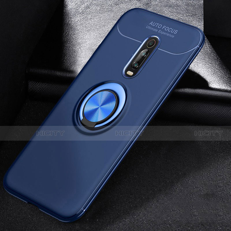 Coque Ultra Fine Silicone Souple Housse Etui avec Support Bague Anneau Aimante Magnetique pour Xiaomi Mi 9T Bleu Plus