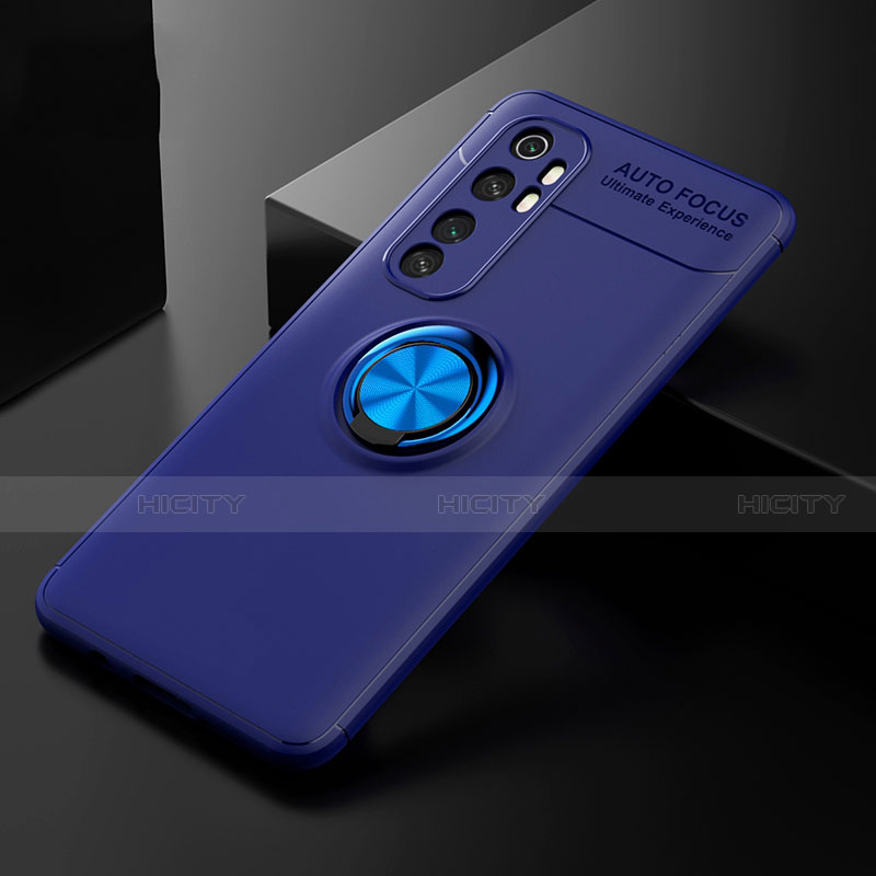 Coque Ultra Fine Silicone Souple Housse Etui avec Support Bague Anneau Aimante Magnetique pour Xiaomi Mi Note 10 Lite Bleu Plus