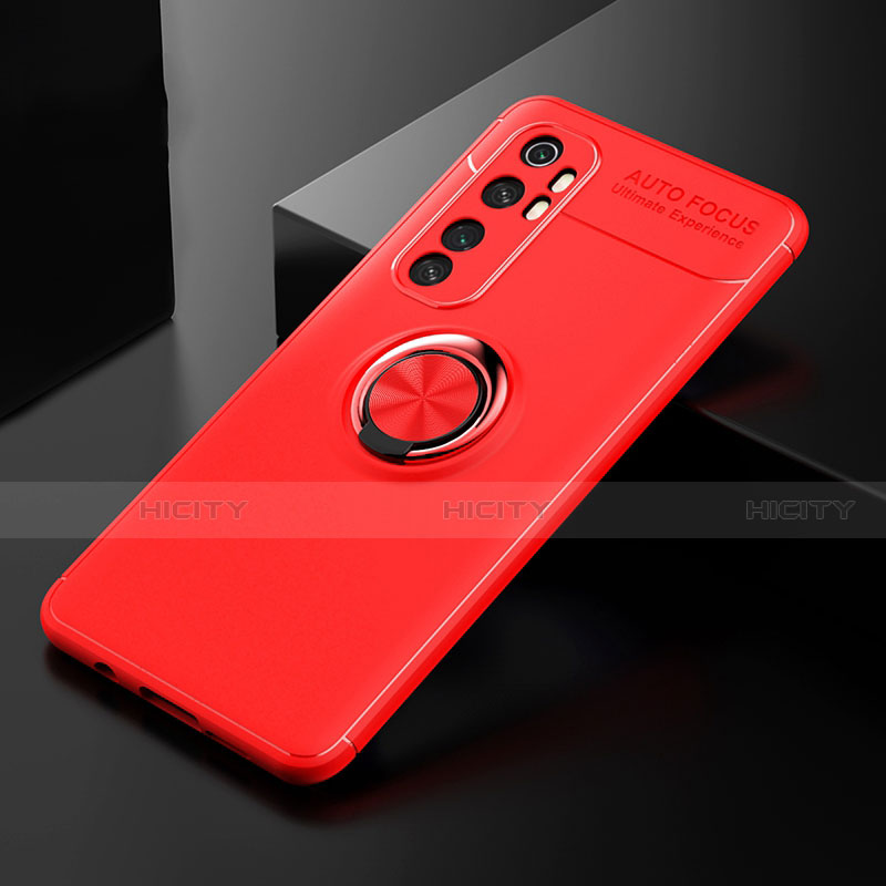 Coque Ultra Fine Silicone Souple Housse Etui avec Support Bague Anneau Aimante Magnetique pour Xiaomi Mi Note 10 Lite Rouge Plus